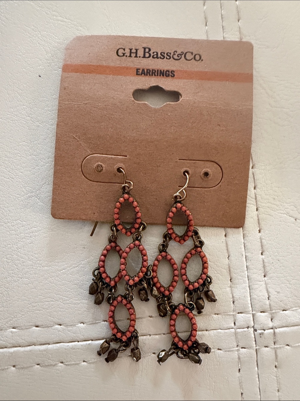 G.H. Bass & Co. Coral Pink Beaded Chandelier Earrings